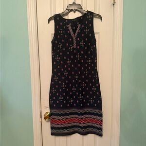 NWOT Talbots Navy and Red Floral Midi Dress